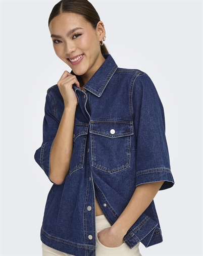 Only - ONLBelle Denim Skjorte - Dark Blue Denim